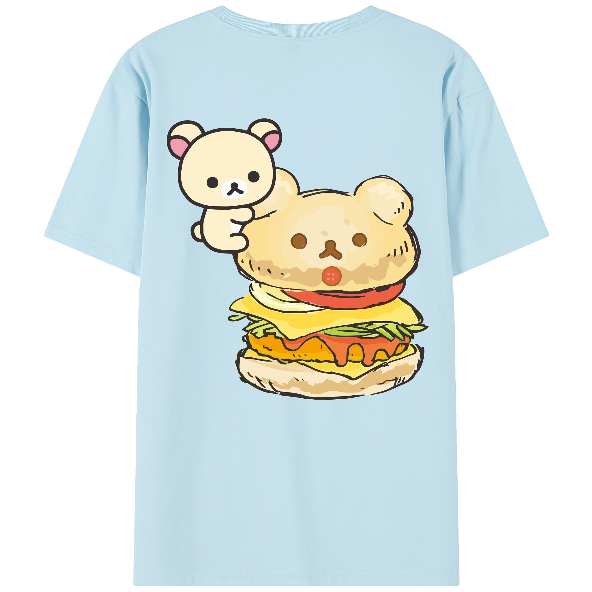 （画像用） リラックマ リラックマ キイロイトリ Rilakkuma Korilakkuma Kiiroitori 綿100％半袖Tシャツ（背面プリント）